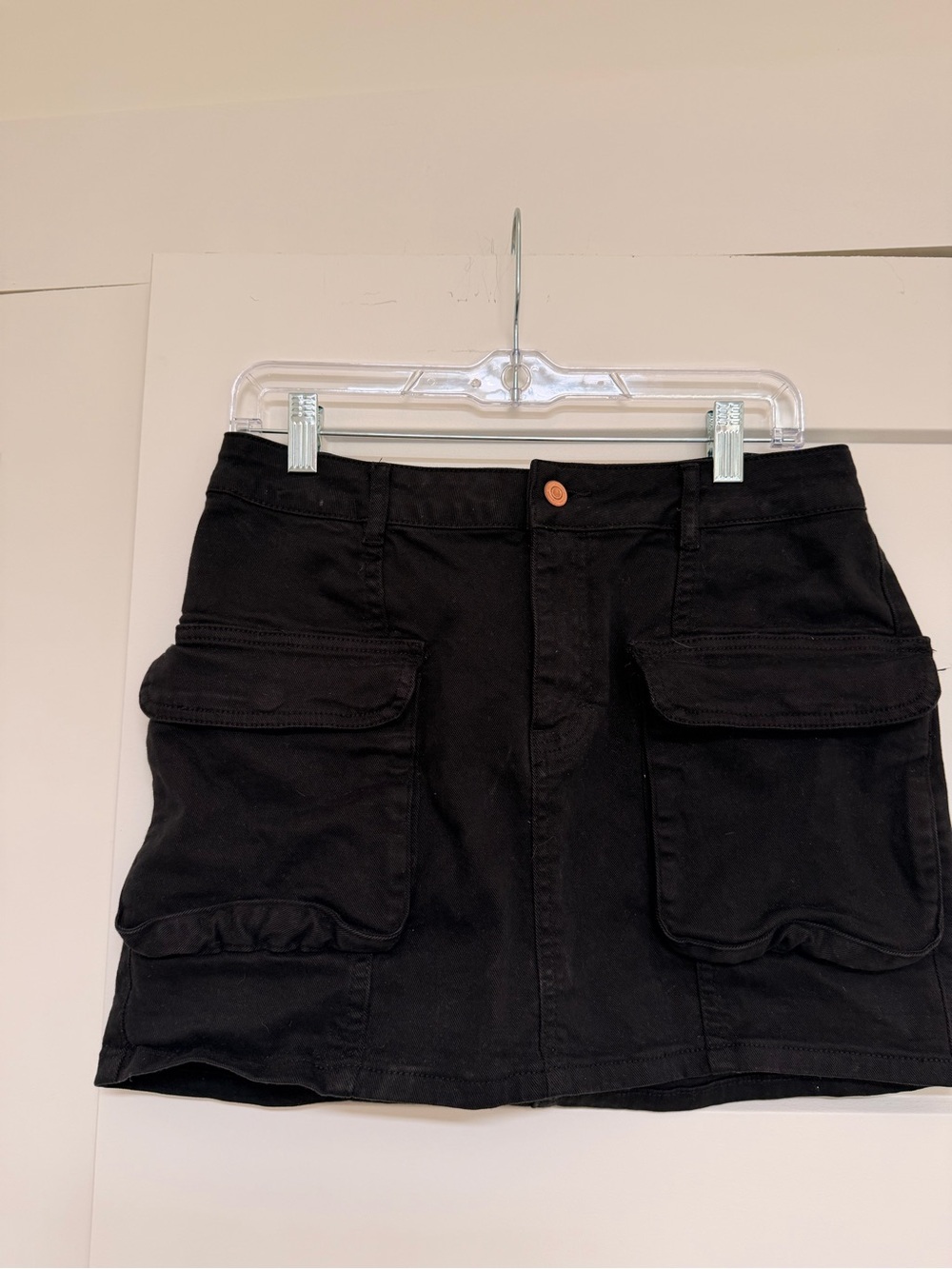 Black Cargo Pocket Mini Skirt